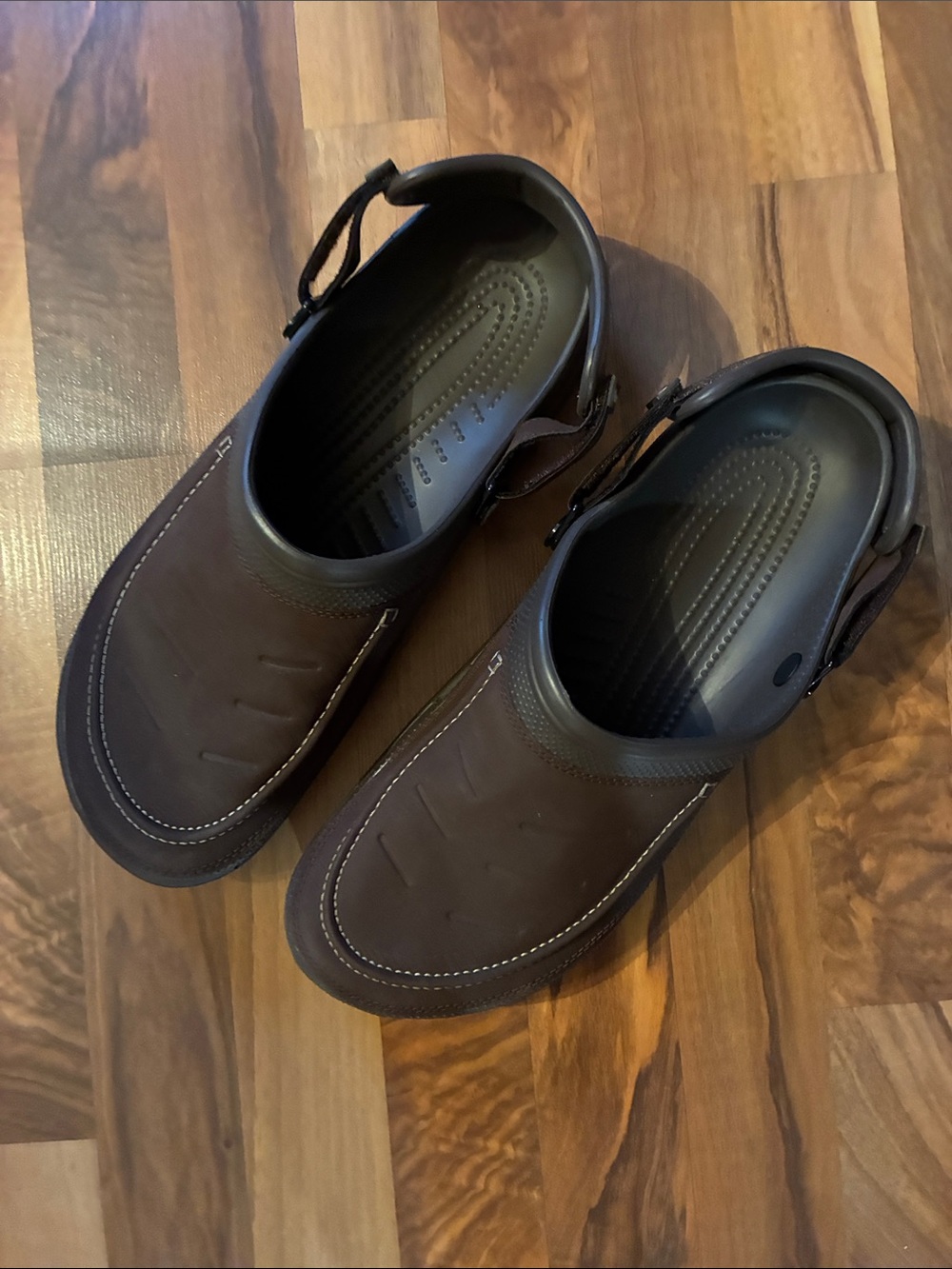 CROCS Men's Dark Brown Slip-On Clogs with Heel Strap
